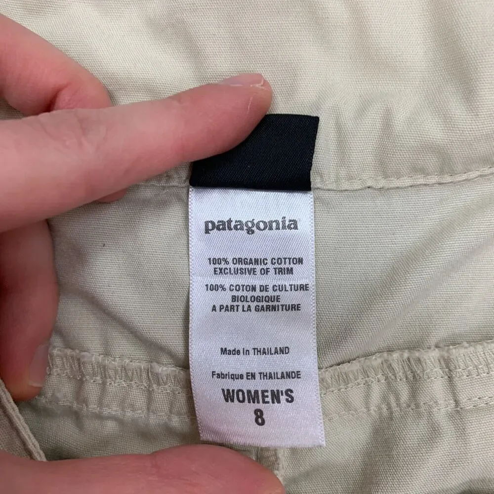 Patagonia Organic Cotton Capri Womens 8 Beige Pockets Outdoor Zip Fly Khakis