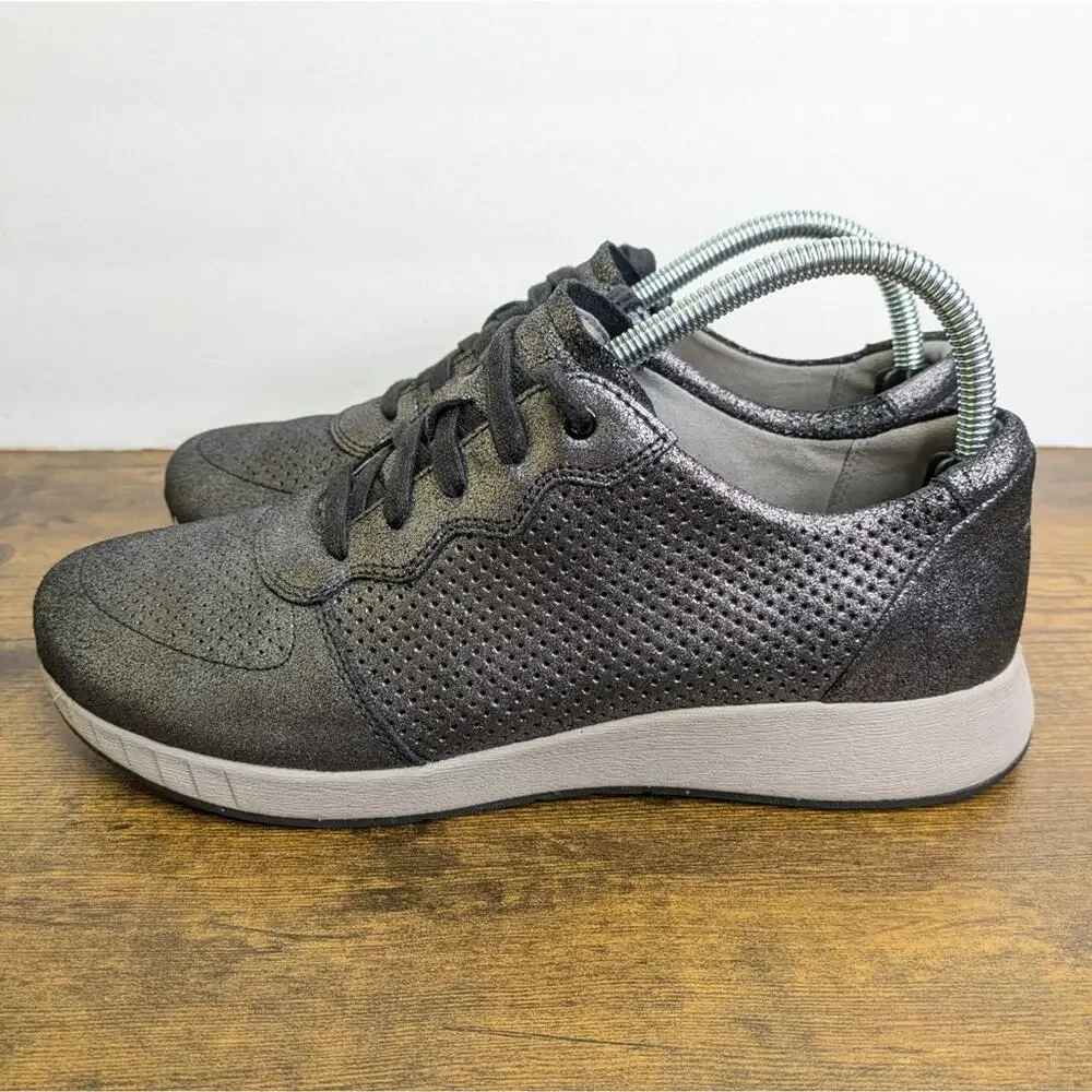 Dansko Christina Sneakers 10.5 11 EU 41 Metallic Pewter Perforated Casual Lace