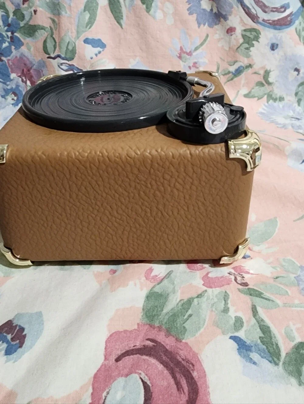 Vintage Record Player 3 Wick candle holder Vinyl Bath & Body Works Brown Beige
