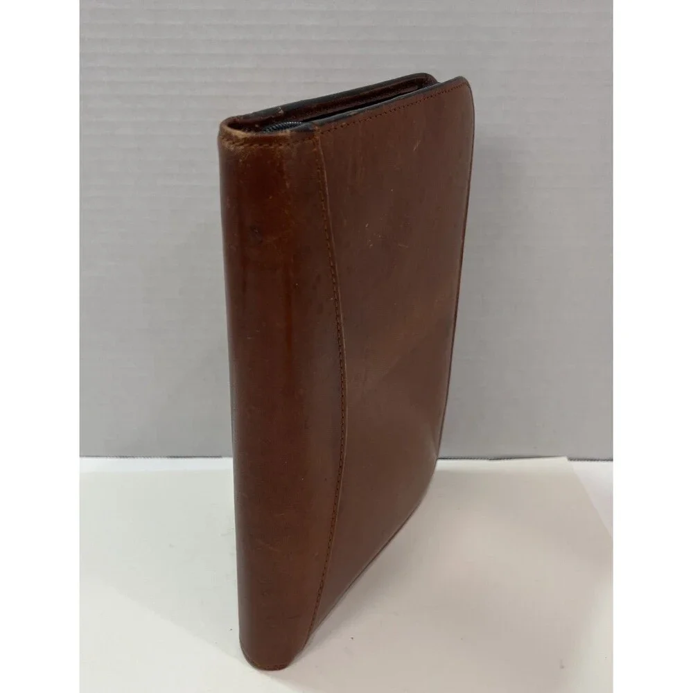 Scully Medium Planner/Address Book Brown Leather Zippered 9.5” X 6” 2010