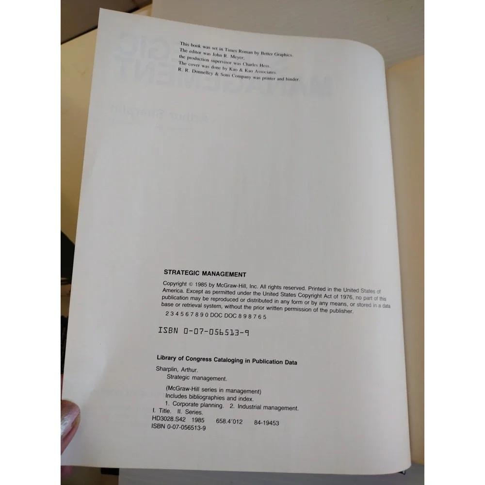 Strategic Management‎ Arthur Sharplin Book 1985 and It's Environment