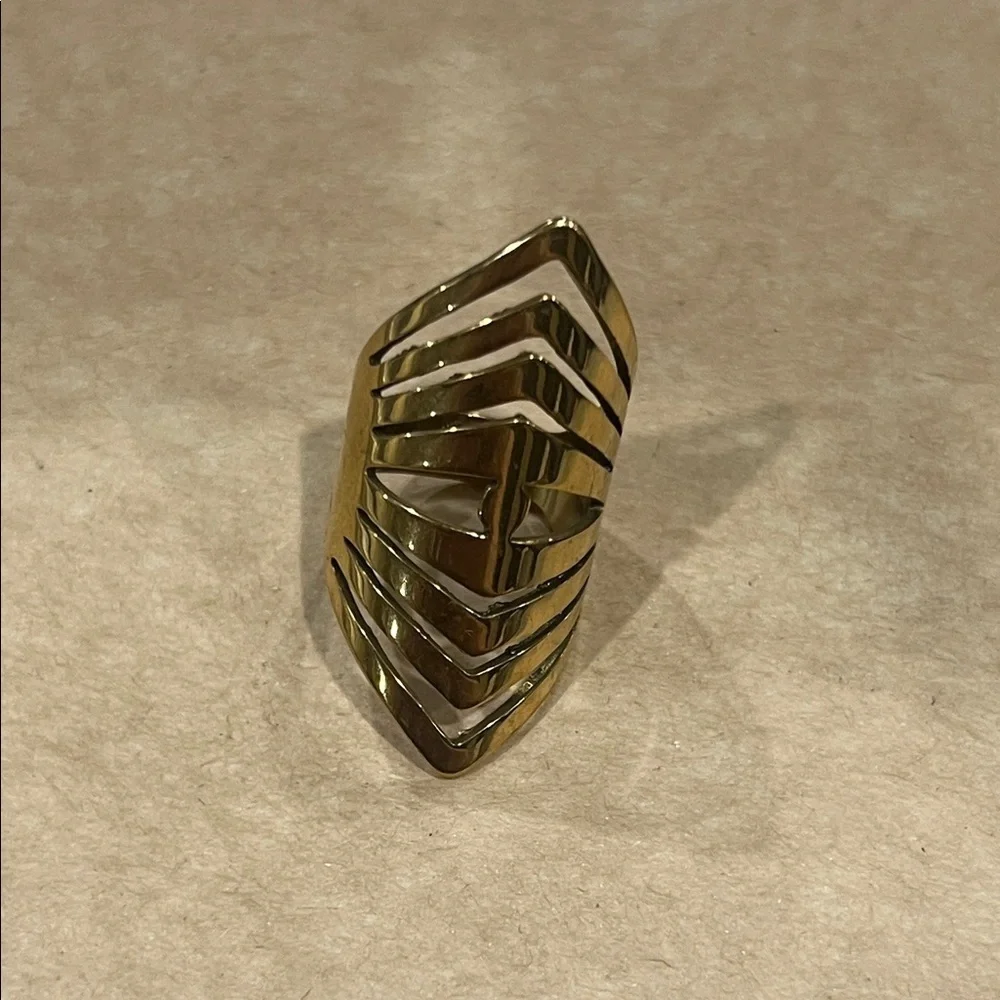 Geometric Gold Stainless Steel Statement Ring