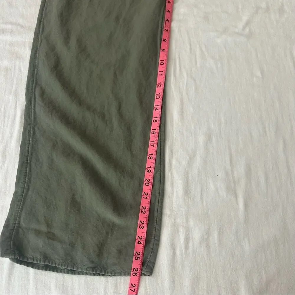Yarn & Sea Olive Green Linen Blend Wide Leg Pants Women’s Medium