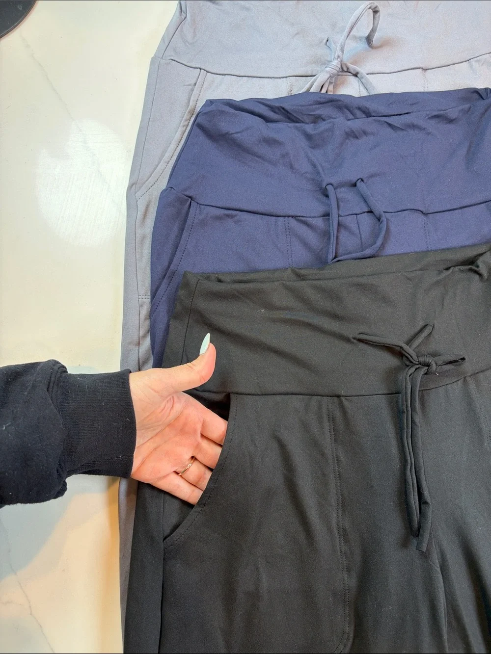 Wide Leg Lounge Pants - Black, Navy, Light Gray (3-Pack)