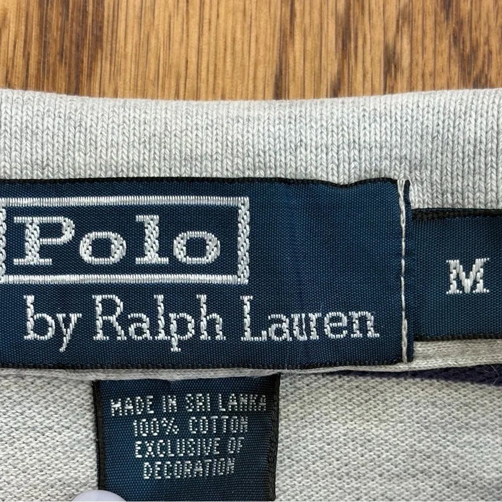 Polo Ralph Lauren Navy & Gray Striped Short Sleeve Polo Shirt (M)