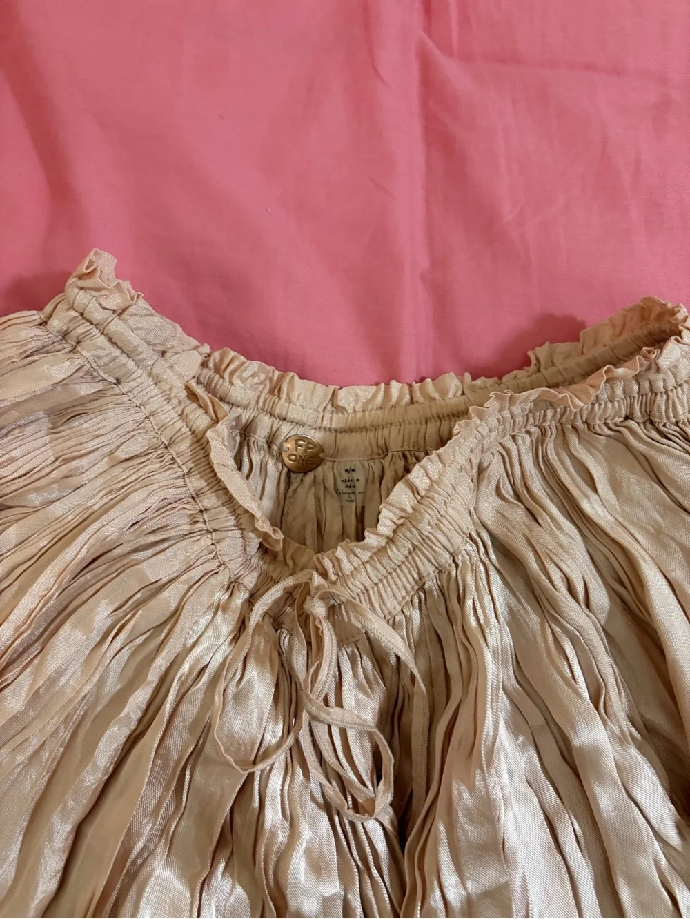 Free People FP One Third Charm Shine Mini Skirt | Champagne Satin | M