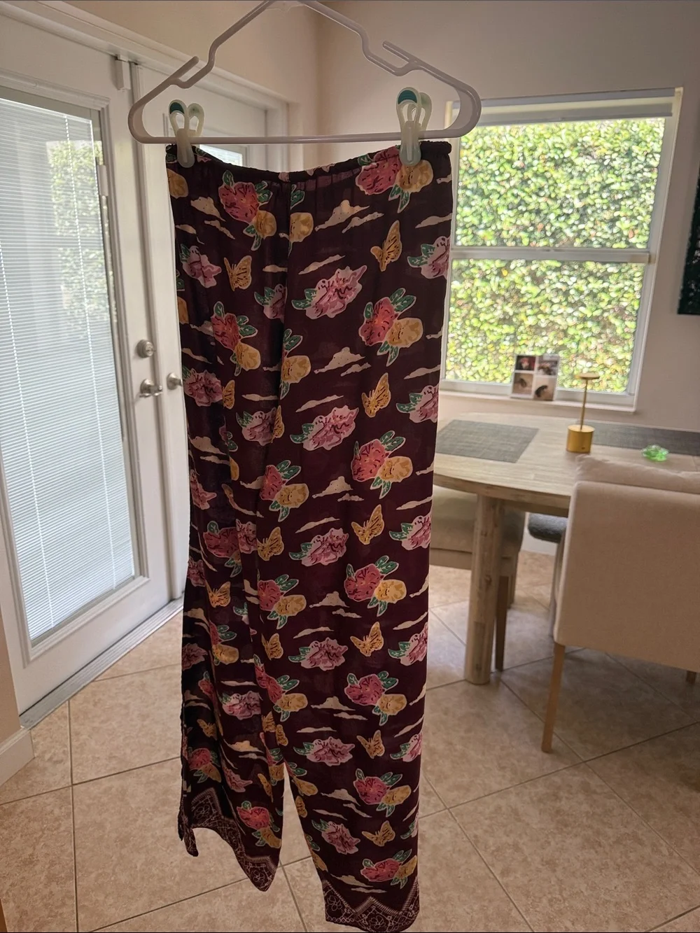 Miguelina Burgundy Floral Wide-Leg Jumpsuit Set