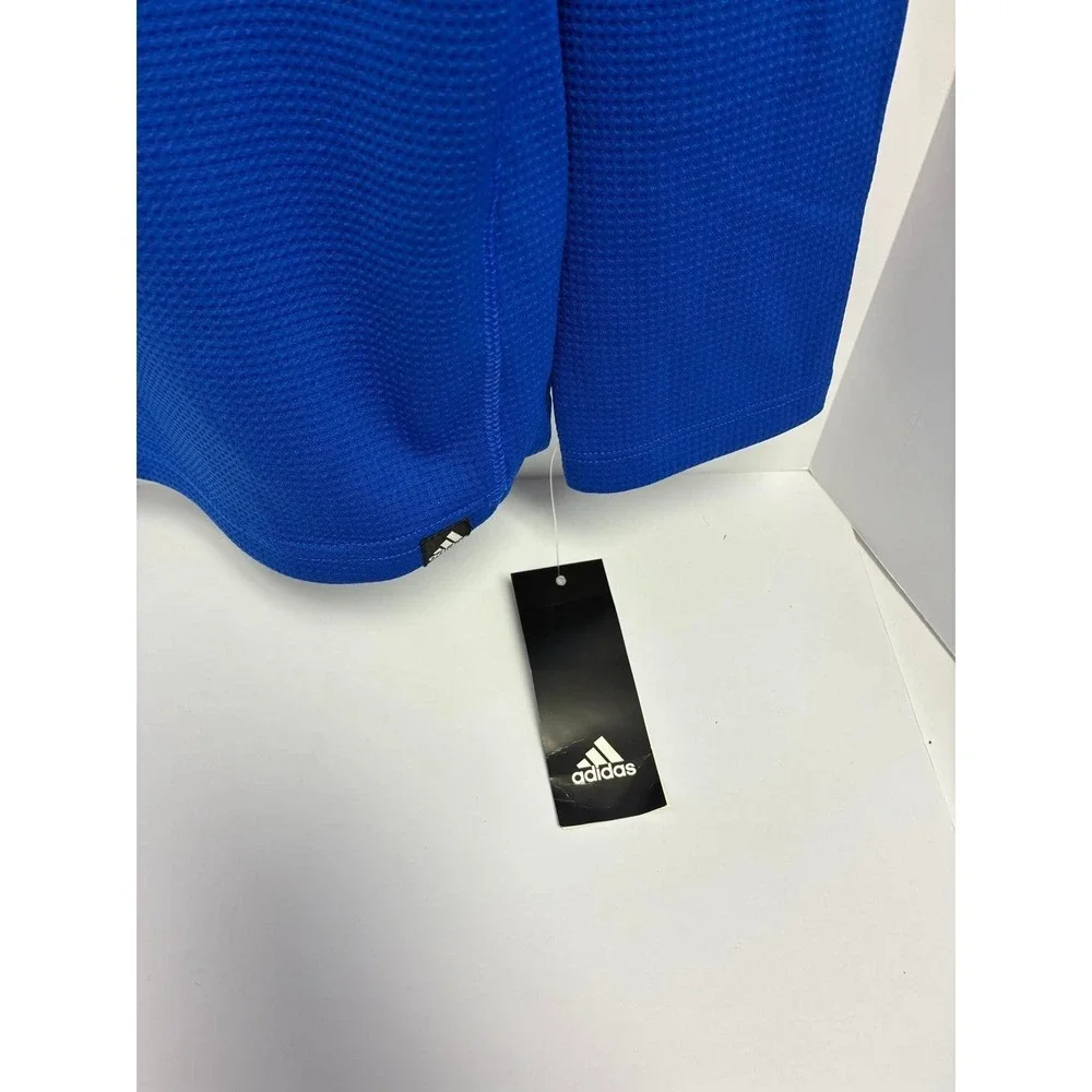B18-Adidas Boys Blue Pullover L/S Hooded Shirt Sz M  Blue Yellow Blue Warriors