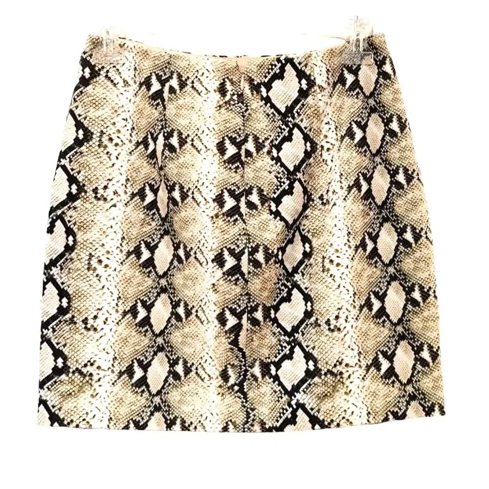 L'Agence Snake Skin Pythons Print Pencil Skirt High Rise Brown Womens Size 2 NWT
