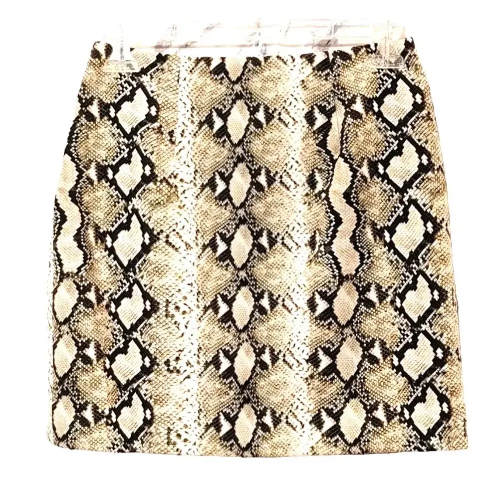 L'Agence Snake Skin Pythons Print Pencil Skirt High Rise Brown Womens Size 2 NWT
