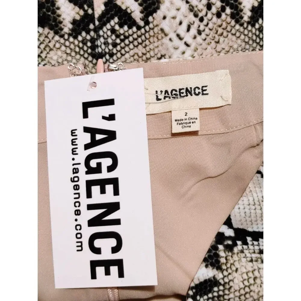 L'Agence Snake Skin Pythons Print Pencil Skirt High Rise Brown Womens Size 2 NWT
