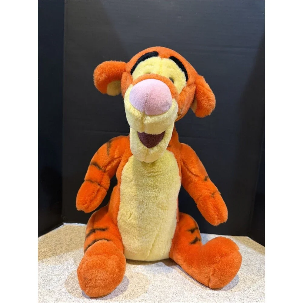 Disney World Plush Tigger Stuffed Animal Toy Orange Yellow Pink Nose Large 16