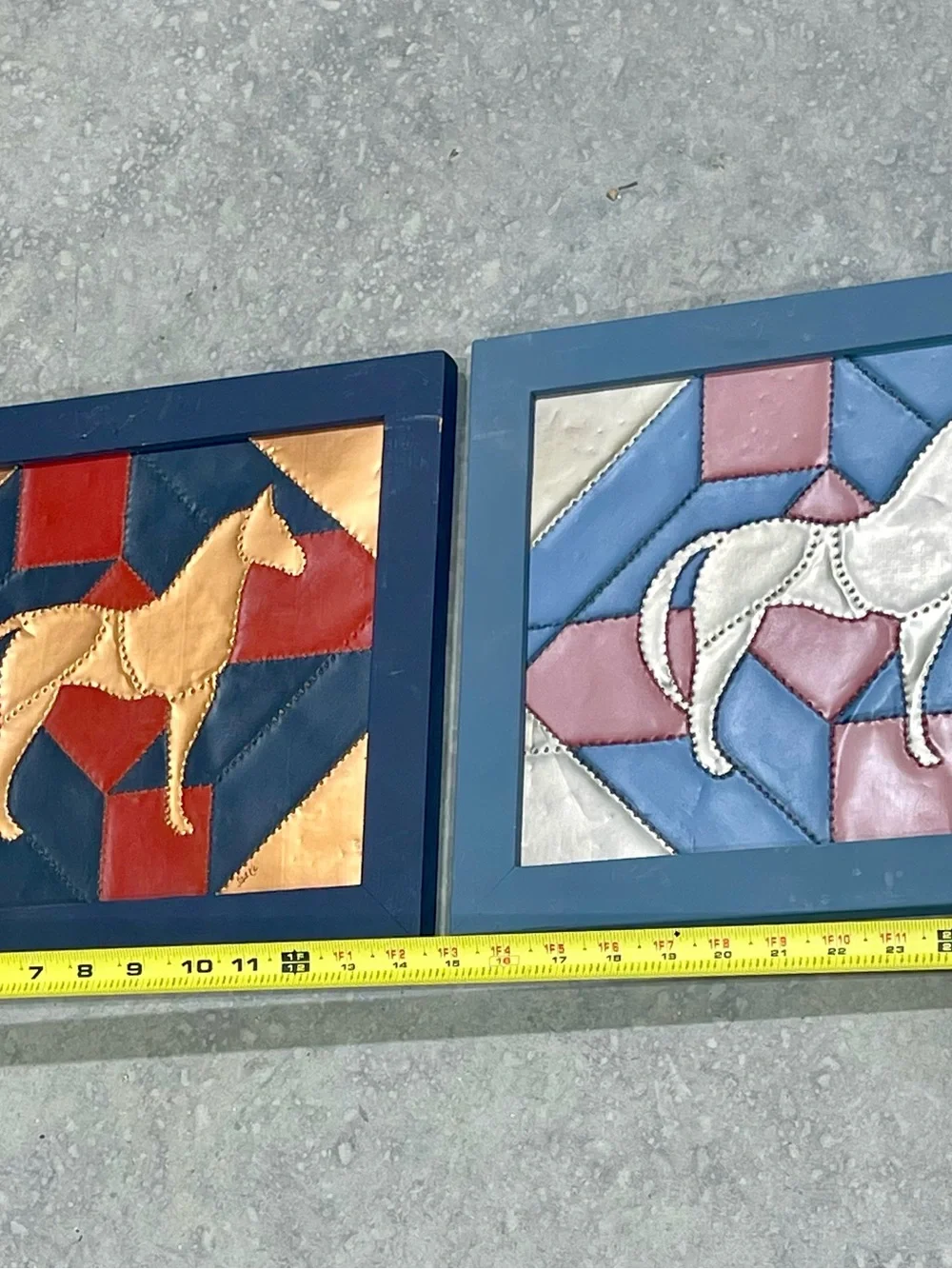 Metal Punch Patchwork Wall Art Set of 2 Framed Signed Horse Jackie Hinderliter