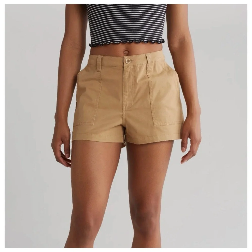 Abound Women's Tan Shorts Size 28 Button Fly Pockets New with Tags