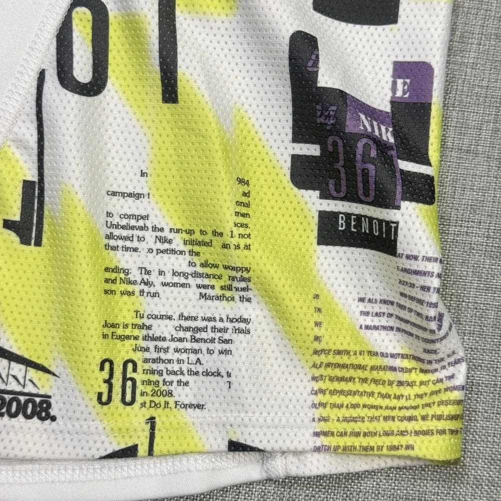 Nike Eugen 2008 Dri-FIT Tank Womens M White Multicolor Sleeveless Jersey Running