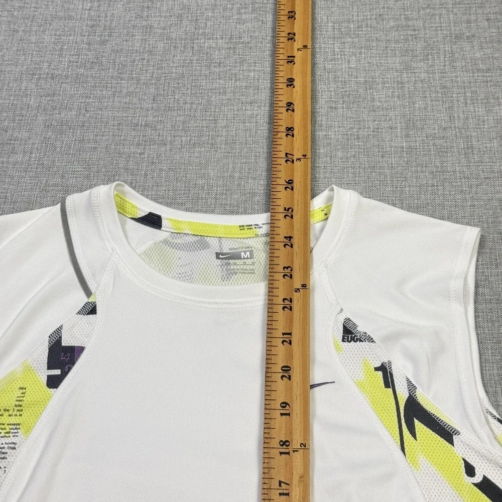 Nike Eugen 2008 Dri-FIT Tank Womens M White Multicolor Sleeveless Jersey Running