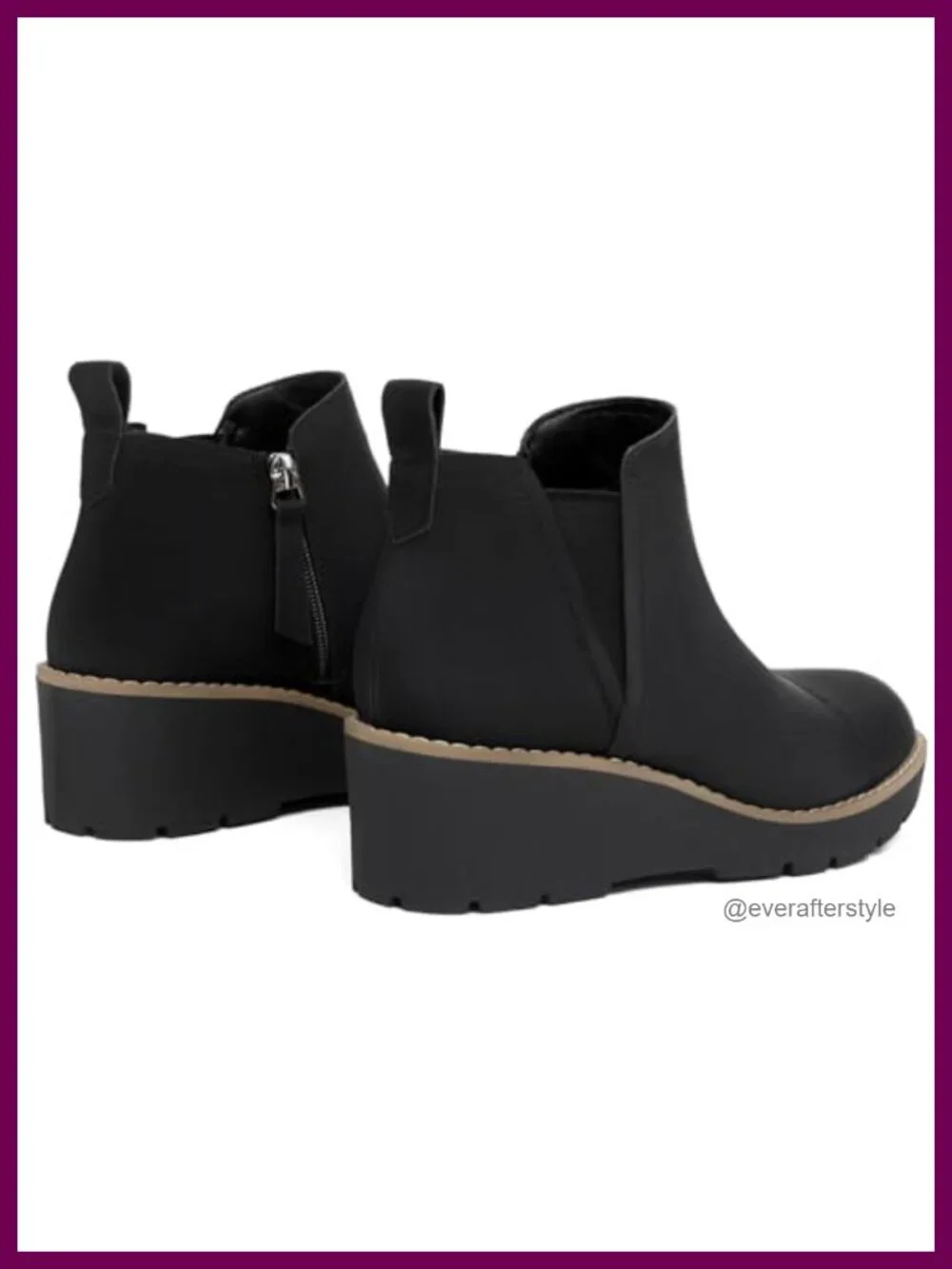 Wedge Chelsea Boots Platform Lug Sole Elastic Ankle Booties with Side Zipper