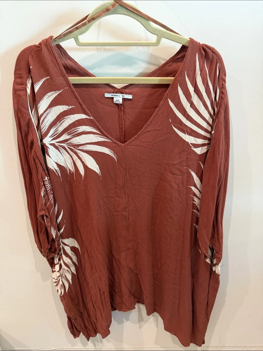 O'Neill Rust Brown and White Tropical Swim Coverup