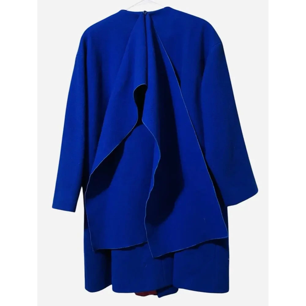 Vintage Mitrano Blue Wool Pea Coat With Scarf Mid-Century‎ 1970’s