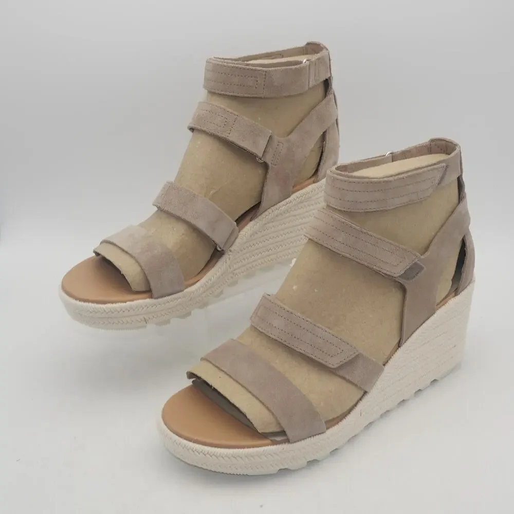 NEW Sorel Women's 12  CAMERON MultiStrap Wedge Sandal Omega Taupe Sea Salt