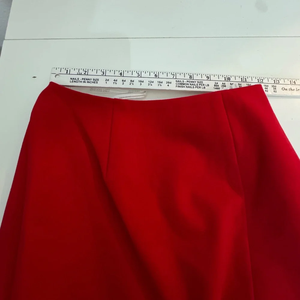 Sherri Hill Red 2 Piece Gown Halter Crop Top Mermaid Train Skirt Glam Slit‎ Sz 4