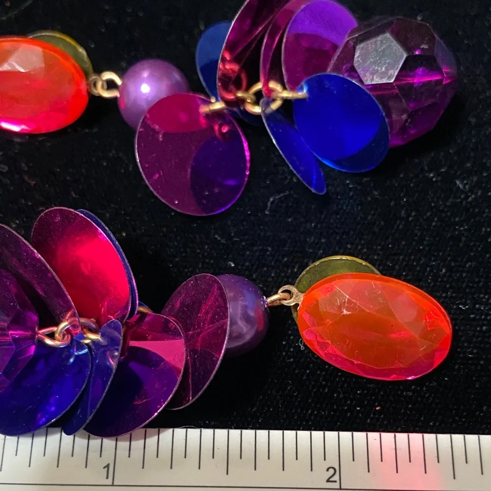 Vintage earrings multicolor purple