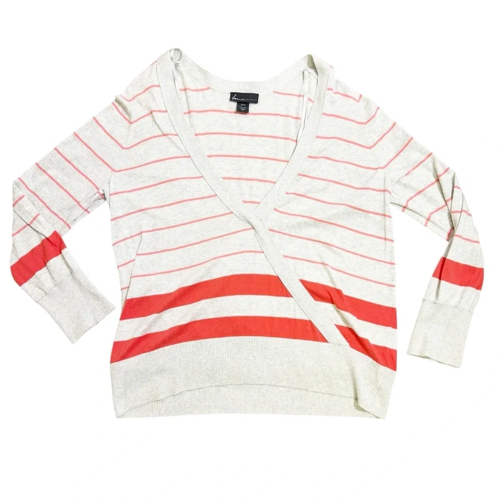 Lane‎ Bryant Faux Wrap Striped Cotton Sweater Size 22/24