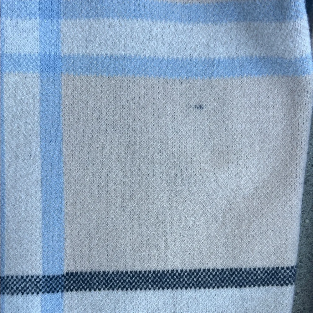 Tahari Blue and Gray Plaid Turtleneck Sweater