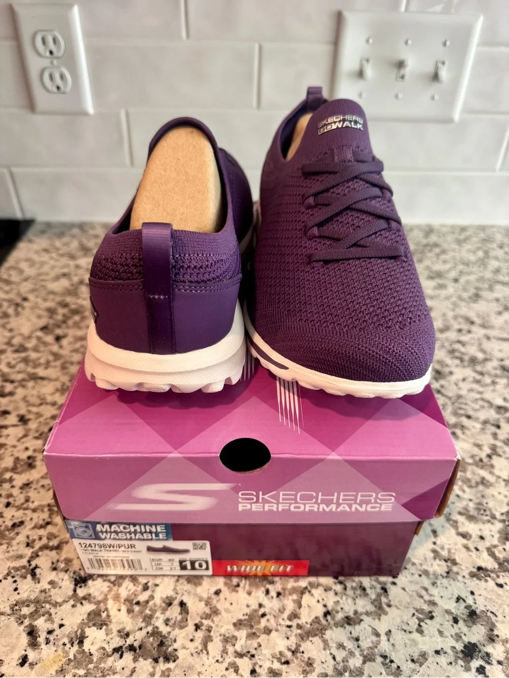 Skechers GOwalk Women's Purple Knit Slip-On Walking Sneakers