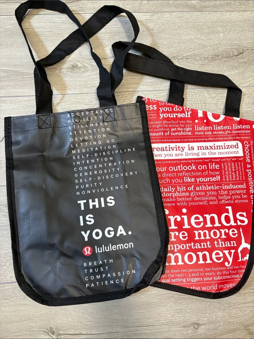 lululemon athletica Black & Red Yoga Tote Bags