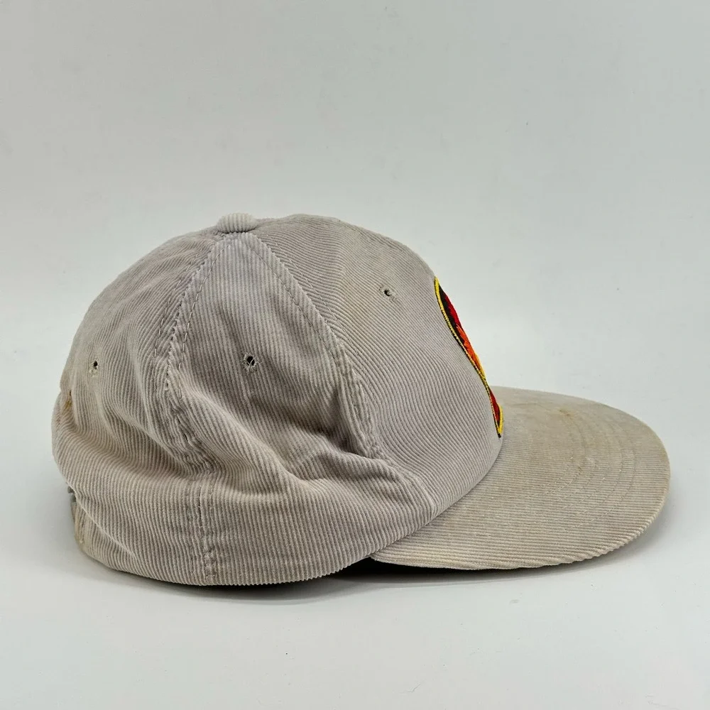 Vintage Canada Snapback Hat Corduroy Patch 80's‎ 90's Cap Beige Men's OSFA