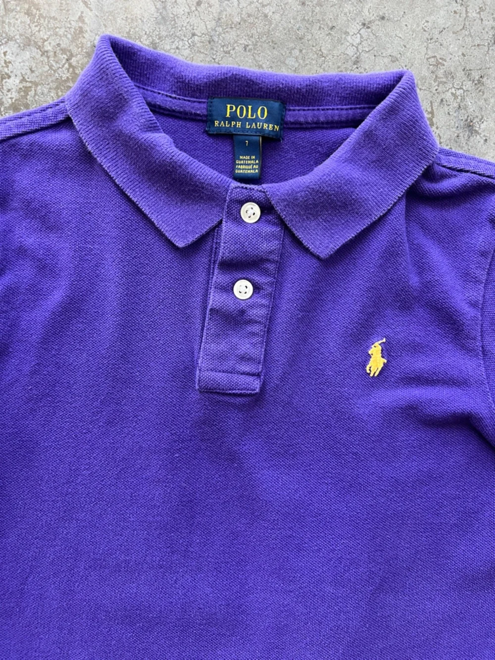 Ralph Lauren Kids Purple Short Sleeve Polo Shirt with Yellow Logo Embroidery Boy