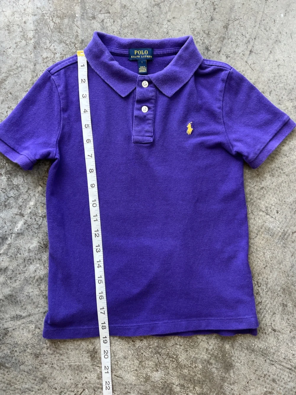 Ralph Lauren Kids Purple Short Sleeve Polo Shirt with Yellow Logo Embroidery Boy