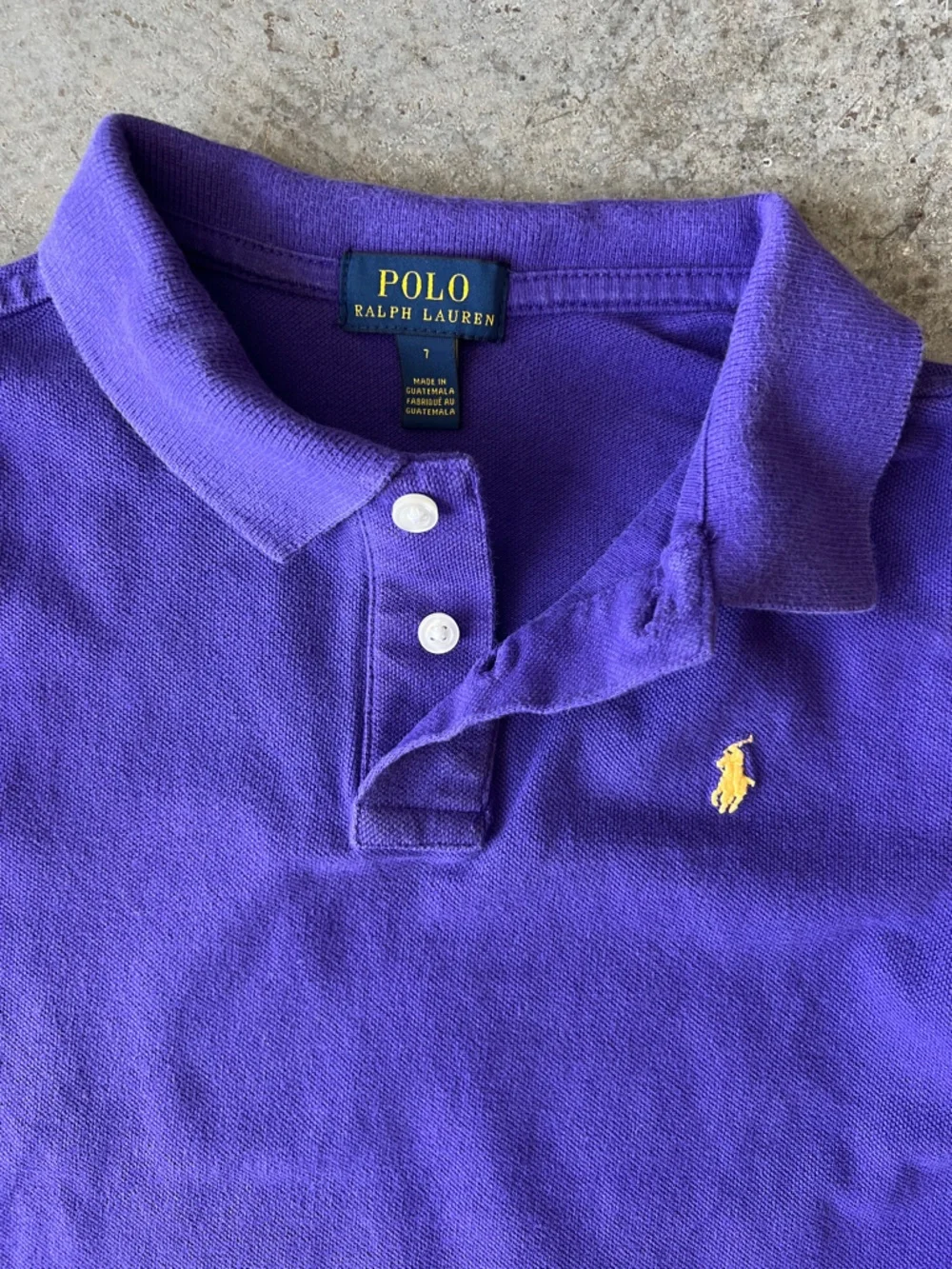 Ralph Lauren Kids Purple Short Sleeve Polo Shirt with Yellow Logo Embroidery Boy