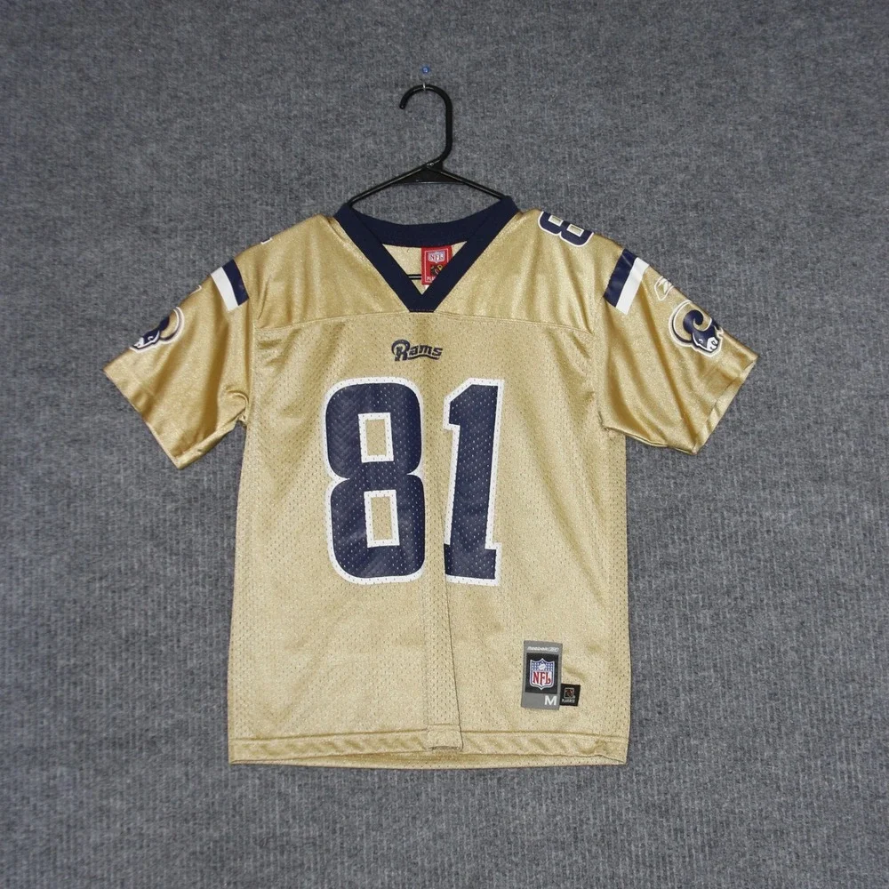 Los Angeles Rams Marshall Faulk Reebok Jersey Boys M‎ 10-12 Gold NFL Football 81