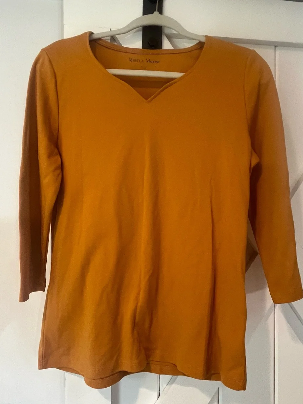 Rebecca Malone Women's V-Neck Long Sleeve Top - Mustard