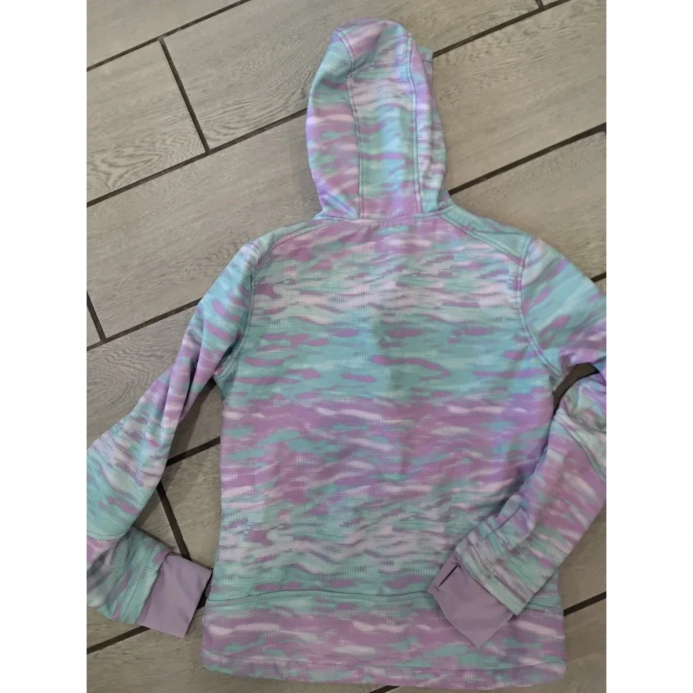 Snozu Girls Purple Teal Space Dye Full Zip Fleece Lined Hoodie Jacket -L 14/16