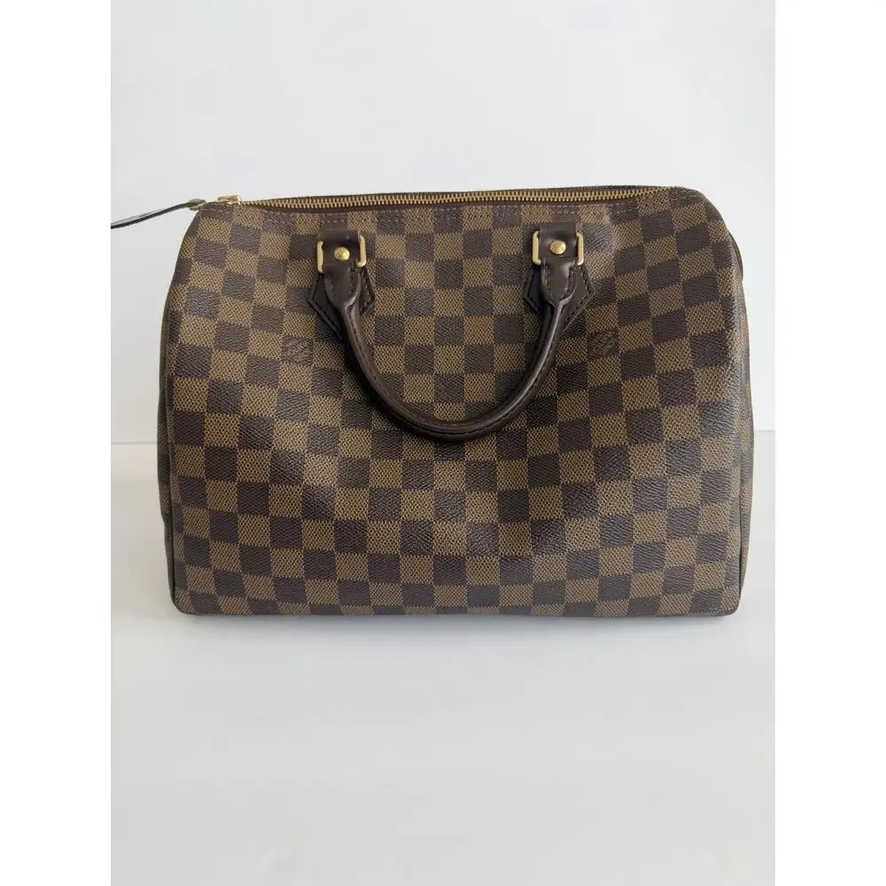 Louis Vuitton Speedy Bandouliere 30 Damier Ebene Brown Satchel Red Lining Lock