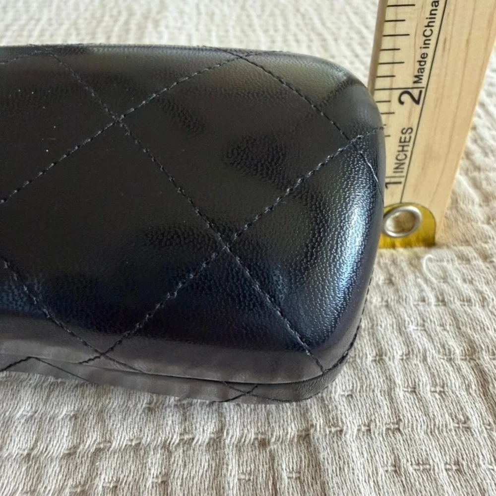Chanel Sunglasses Case Only Black Quilted Leather CC Logo Clamshell