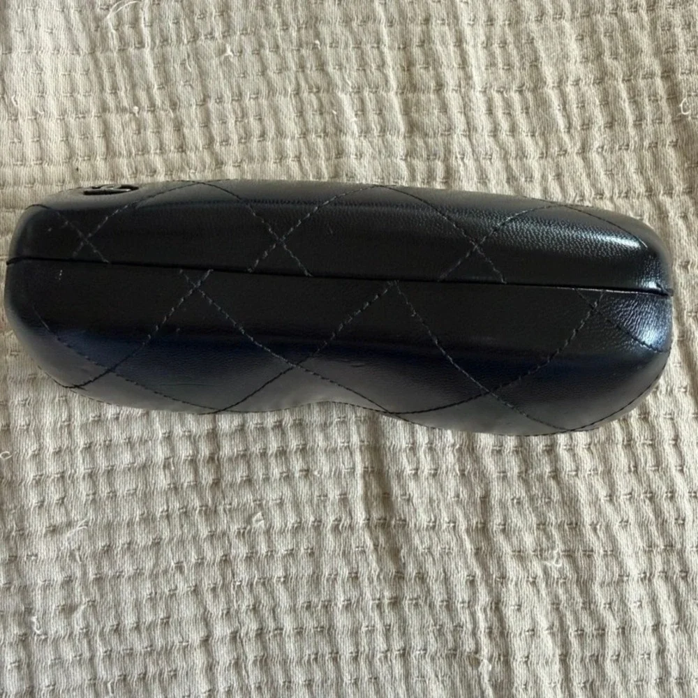 Chanel Sunglasses Case Only Black Quilted Leather CC Logo Clamshell