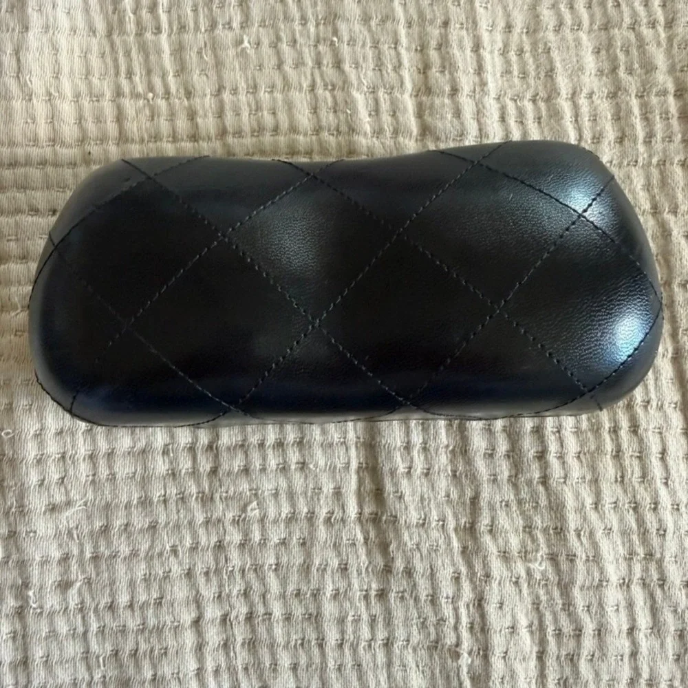 Chanel Sunglasses Case Only Black Quilted Leather CC Logo Clamshell