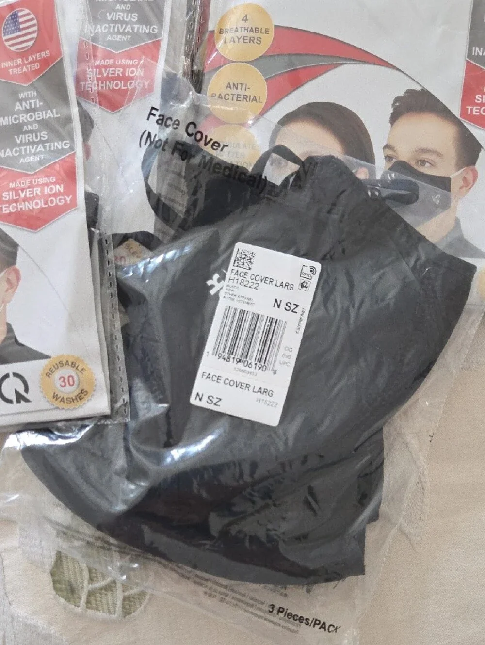 10 Adult Masks - Bee.Activ Protective Face Masks - Black & White