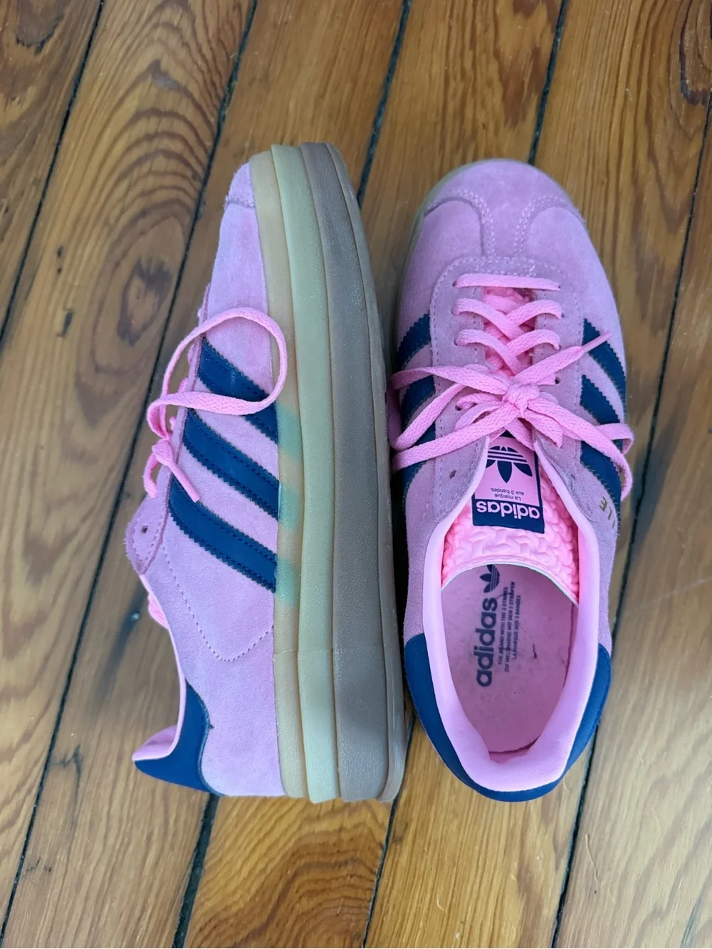 adidas Pink Gazelle Sneakers with Navy Stripes