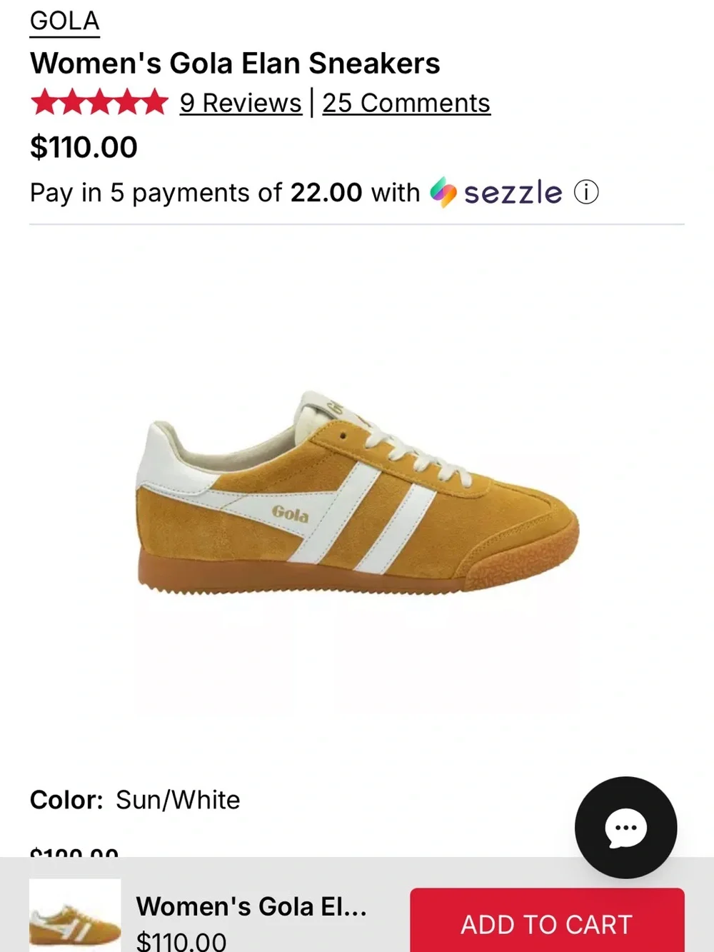 Brand New!  Gola Elan Sneakers in Sun/White