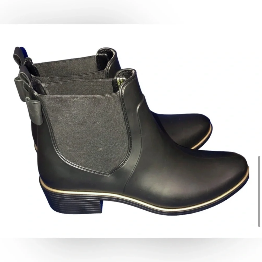 Kate Spade Solstice edimburg black back bow Chelsea Rain Boots size 11 brand new