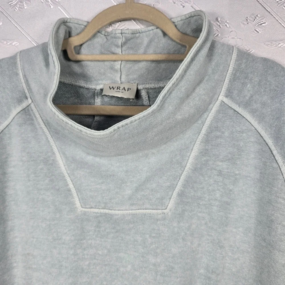 Wrap London Funnel Neck Hemp Organic Cotton Sweatshirt Light Blue US 12 WT63