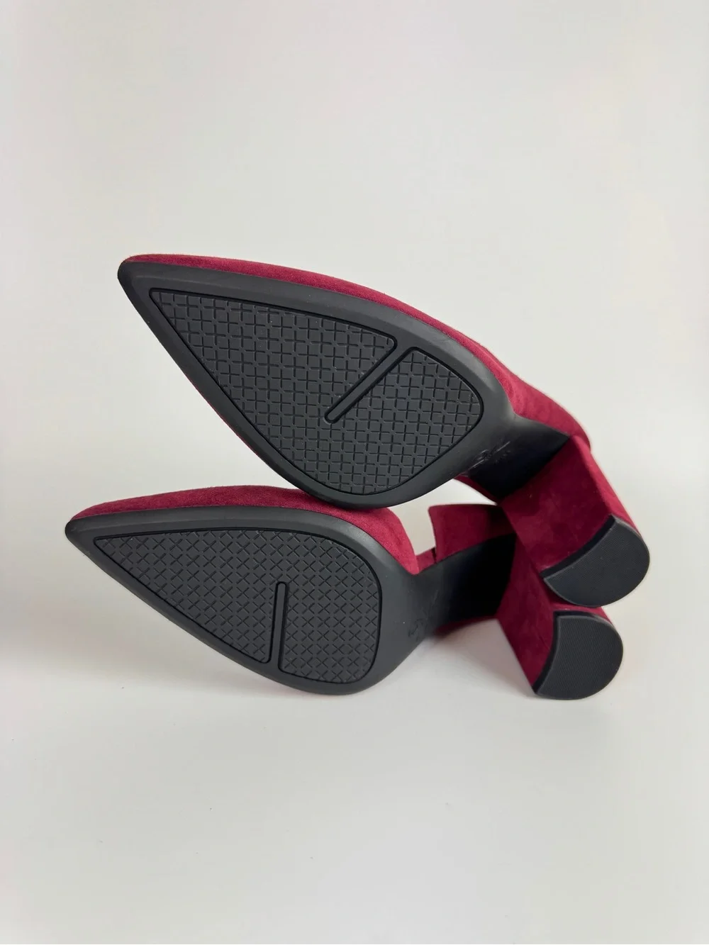 Nine West Burgundy Suede Pointed Block Heel Pumps