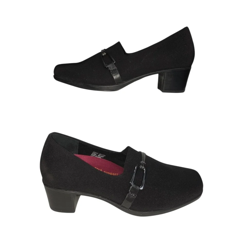 Munro Cindi II Black Fabric Buckle Block Heel Loafers M311588 Womens 8M