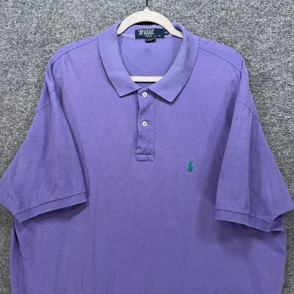 Polo Ralph Lauren Polo Shirt Mens XXL Purple Green Pony Logo Classic Fit Pique