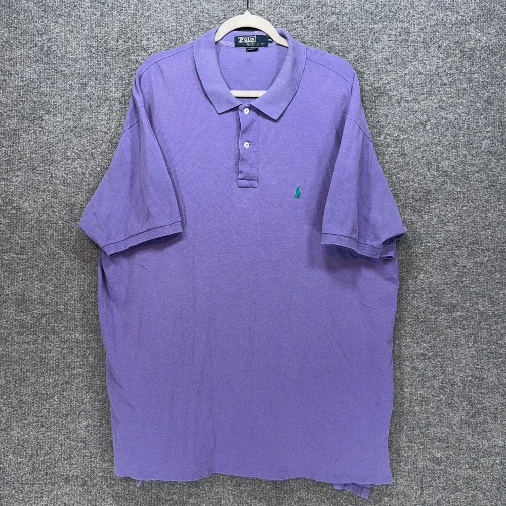 Polo Ralph Lauren Polo Shirt Mens XXL Purple Green Pony Logo Classic Fit Pique